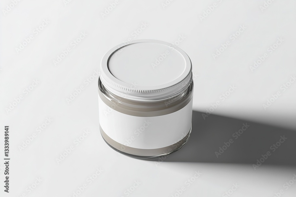 Clean White Label Jar Mockup Glass Jar with Blank Label for Branding Clean White Label Jar Mockup Glass Jar with Blank Label for Branding
