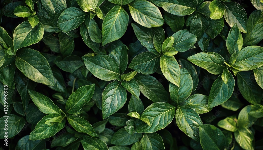 Close up view of lush vibrant green plant leaves Close up view of lush vibrant green plant leaves