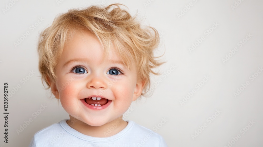 Happy smiling toddler on gray background Happy smiling toddler on gray background