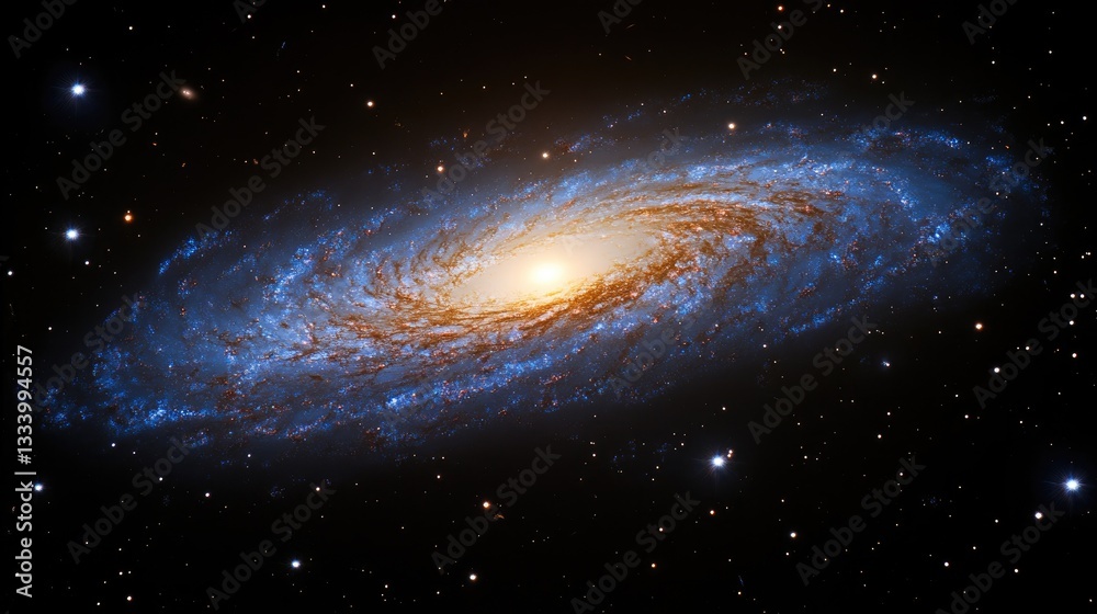 Fototapeta premium Spiral galaxy cosmic space background, universe exploration