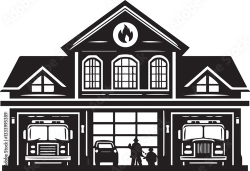 fire station silhouette vector