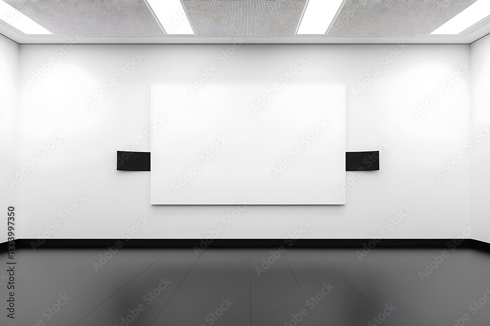 custom made wallpaper toronto digitalBlank white wall mockup in sunny modern empty gallery, 3d rendering. Clear big stand mock up in museum with contemporary art exhibitions. Large hall interior with wide banner exposition template.