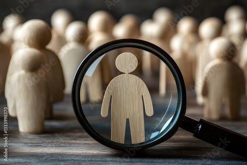 Wallpaper Mural Magnifying Glass on Wooden Figure in Crowd Torontodigital.ca