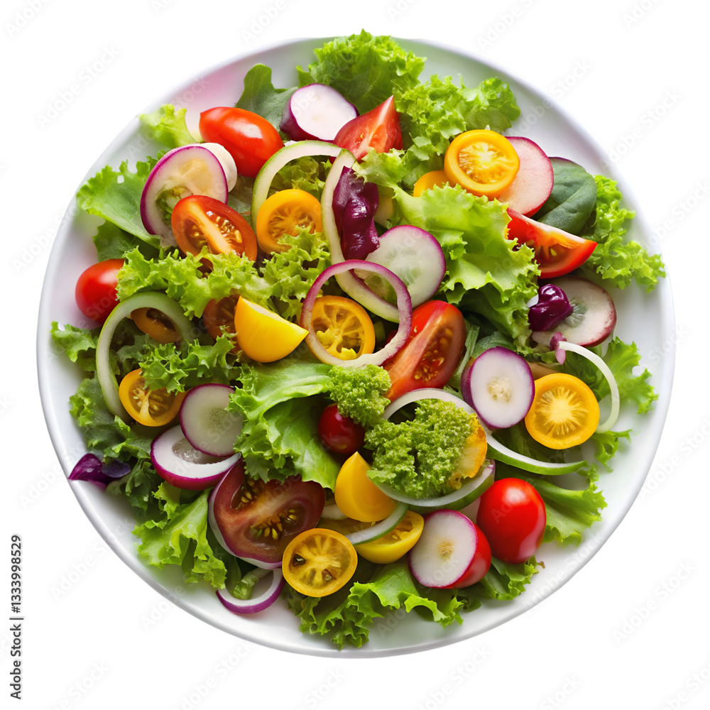 Plate of salad isolated on transparent background
Plate of salad isolated on transparent background