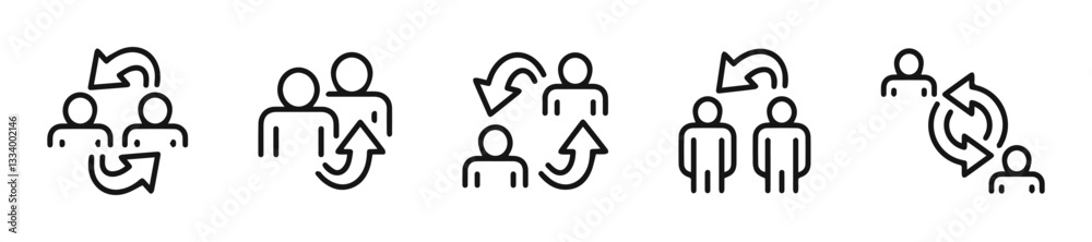 Team Collaboration and Interaction Vector Icons Set Team Collaboration and Interaction Vector Icons Set