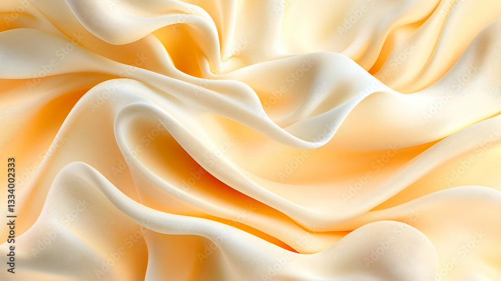 Fototapeta premium Elegant Pale Yellow Silk Draped Fabric Texture