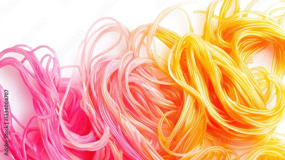 A bright and colorful arrangement of rubber bands captured in a modern neon style art illustration A bright and colorful arrangement of rubber bands captured in a modern neon style art illustration