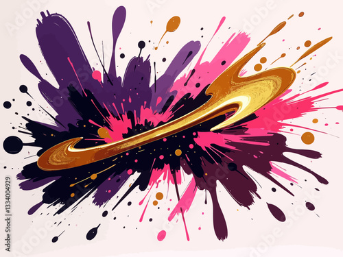 an abstract tasty colorful illustration with lot of movement and energy, lot of paint strokes, paint brushes vector style illustration 