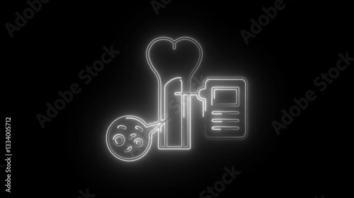 Glowing neon bone marrow icon isolated on black background. HD Video motion graphic animation photo