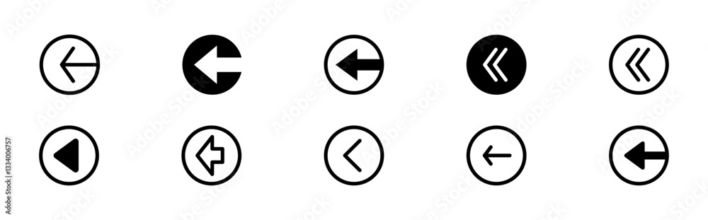 Circular Left Arrow Icon Set Collection Circular Left Arrow Icon Set Collection