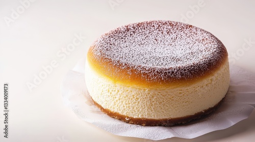 Wallpaper Mural Soft and fluffy japanese cheesecake with powdered sugar on a white surface showcasing the exquisite dessert presentation Torontodigital.ca