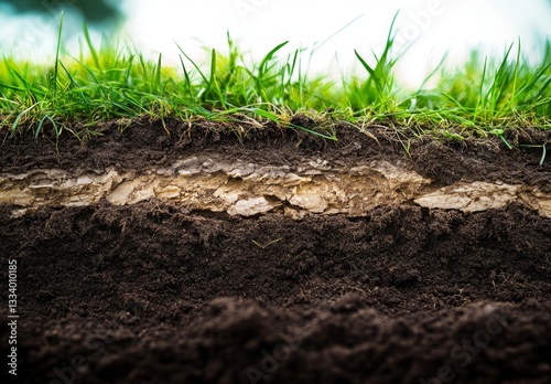 Close-up view of soil layers with grass (1)