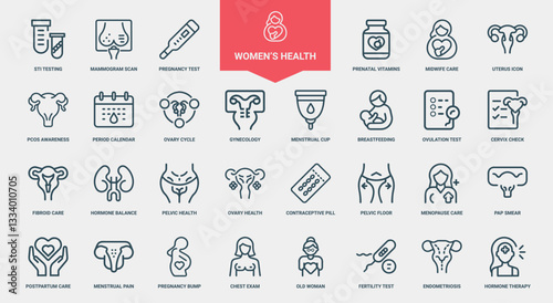 women's health icon set