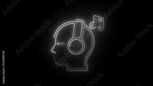 Glowing neon music therapy icon isolated on black background. HD Video motion graphic animation