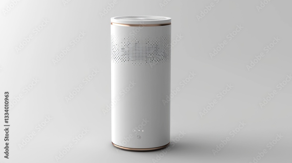 Modern White Air Purifier with Minimalistic Design on Gray Background Modern White Air Purifier with Minimalistic Design on Gray Background