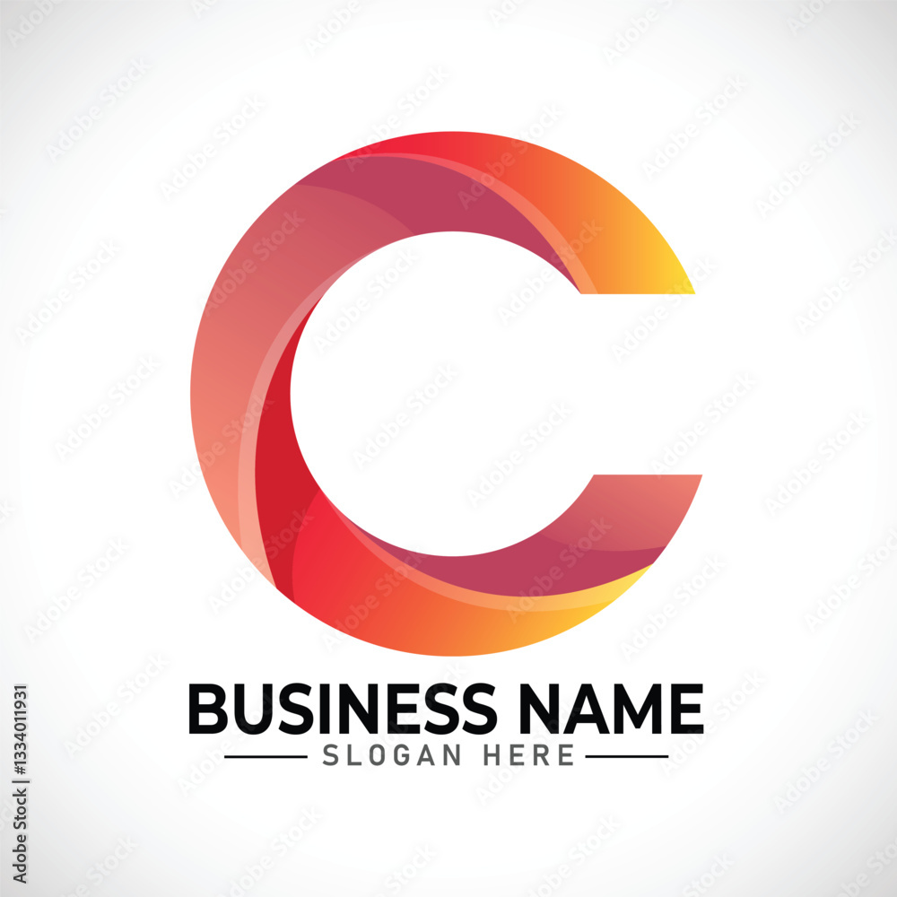 C abstract letter typography gradient logo C abstract letter typography gradient logo