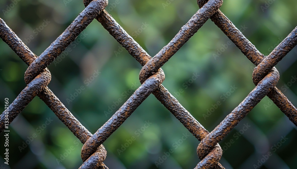 A Close Up View Of A Rusted Wire Fence Structure A Close Up View Of A Rusted Wire Fence Structure