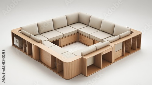 Wallpaper Mural A modern sectional sofa with integrated shelving and storage Torontodigital.ca