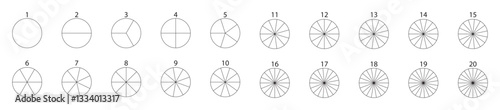 Fraction Circle Segmentation Chart Vector Set