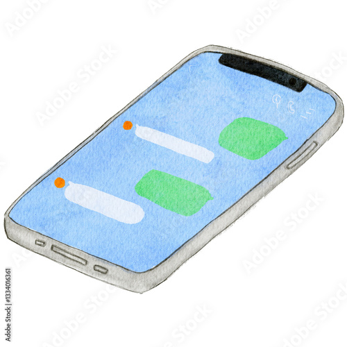 水彩で描いたスマートフォンイラスト