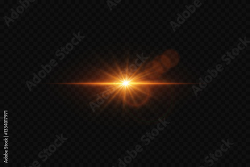 Glowing neon star, flash of light, ray of light, star explosion.