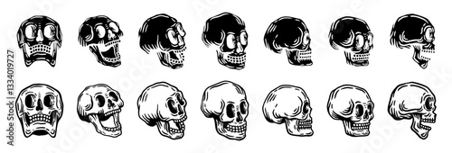 Hand-Drawn Skull Illustrations Vector Set