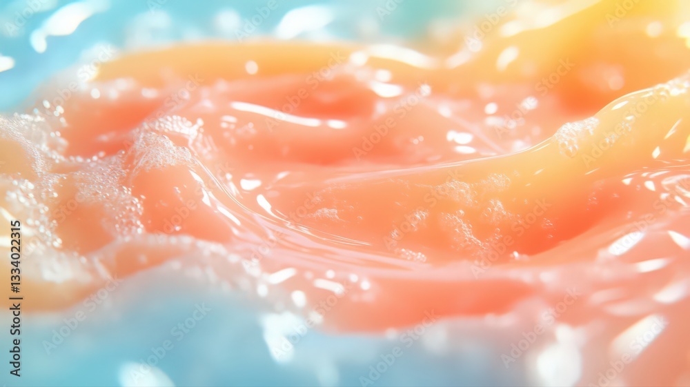 Fototapeta premium Pastel Pink and Blue Liquid with Foam Abstract Texture