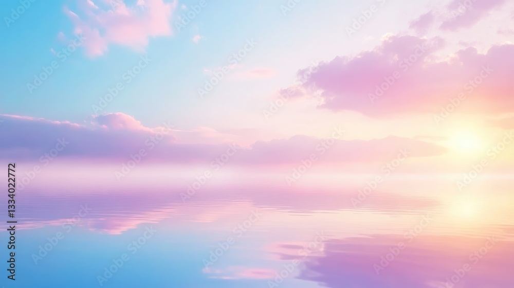 Fototapeta premium Pastel Sunset over Calm Waters: A Serene Reflection