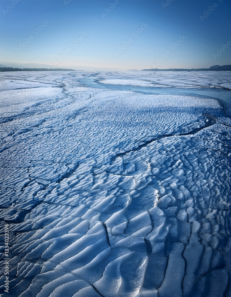 Obraz premium Frozen Water Ripples Forming an Ice Sheet with Subtle Texture