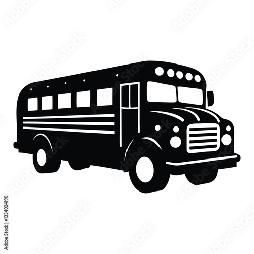 School bus silhouette vector illustration, School bus design for back to school, preschool, 100 days of school, kindergarten, pre-k