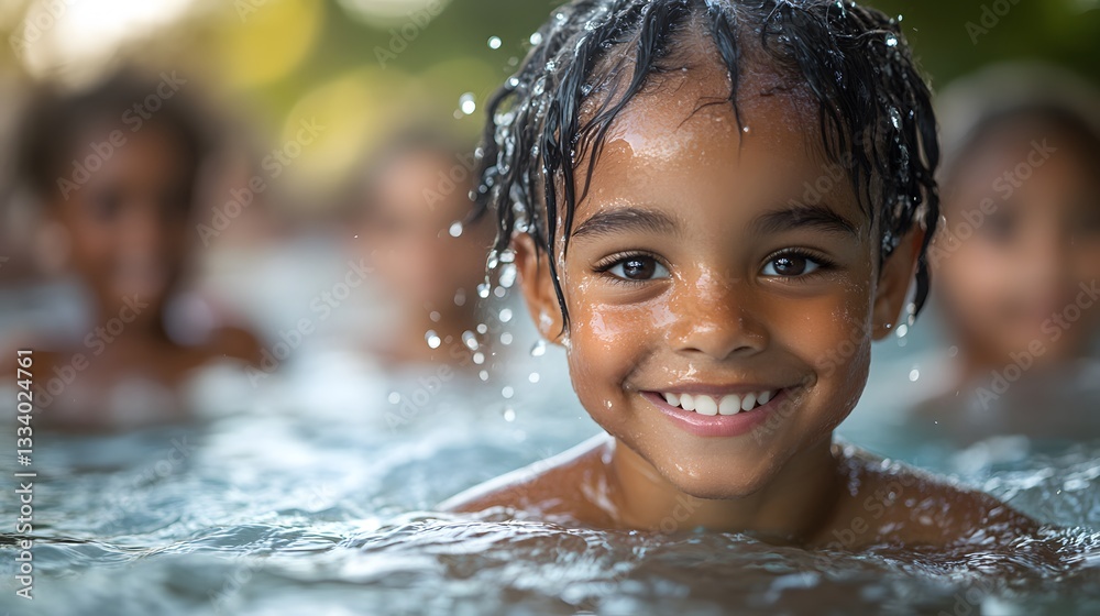 Kids swimming in a pool and having fun in the water Kids swimming in a pool and having fun in the water