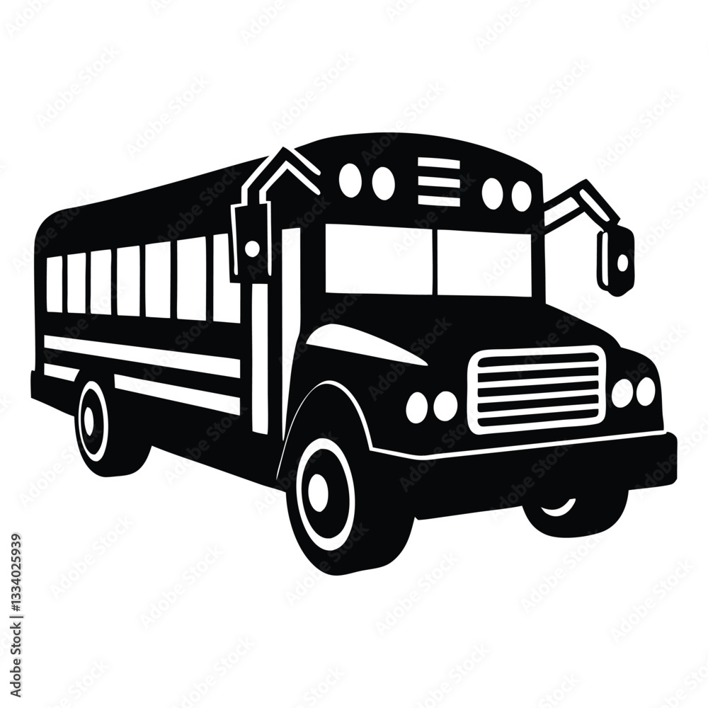 School bus silhouette vector illustration, School bus design for back to school, preschool, 100 days of school, kindergarten, pre-k