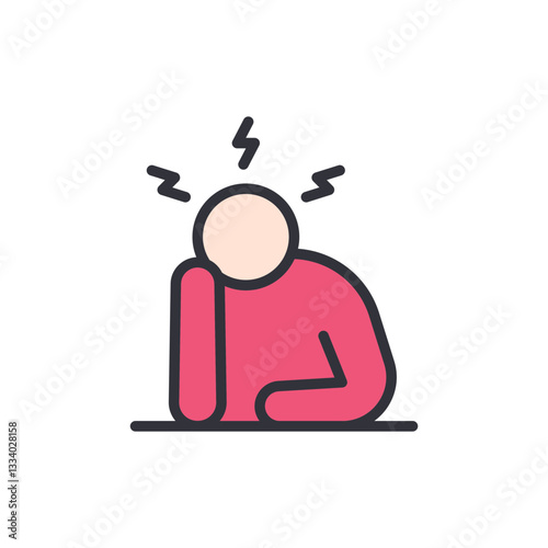 Anxiety colored icons, minimalist vector illustration ,simple transparent graphic element .Isolated on white background