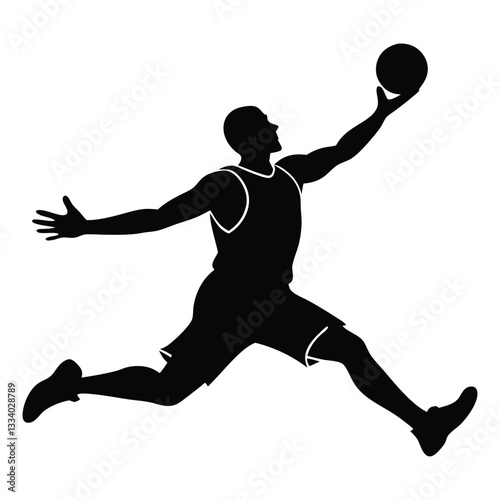 Basketball player silhouette flat design for march madness, basketball player vector