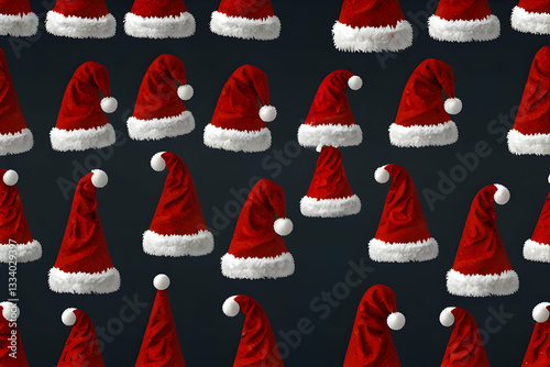 Seamless Santa Hat Pattern – Festive Christmas Background Design