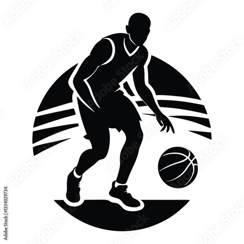 Basketball player silhouette flat design for march madness, basketball player vector
