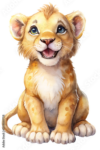 A hand-drawn illustration of a cute lion cub, perfect for African wildlife and safari themes