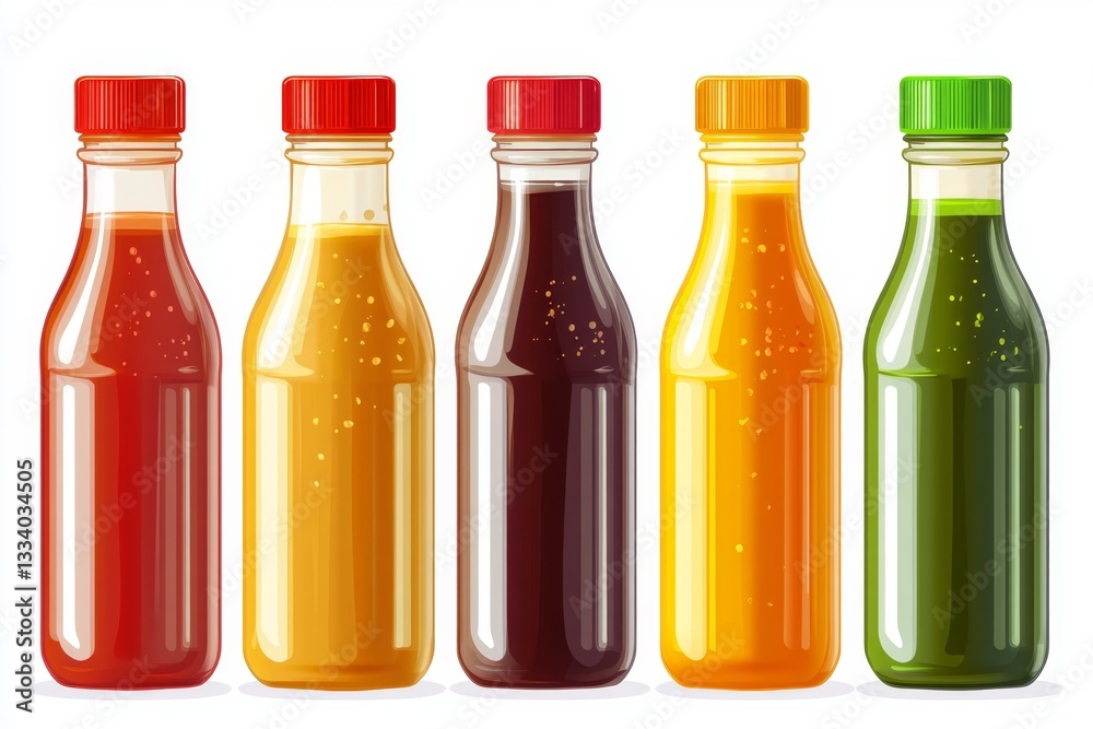Colorful condiment bottles on white background (1) Colorful condiment bottles on white background (1)