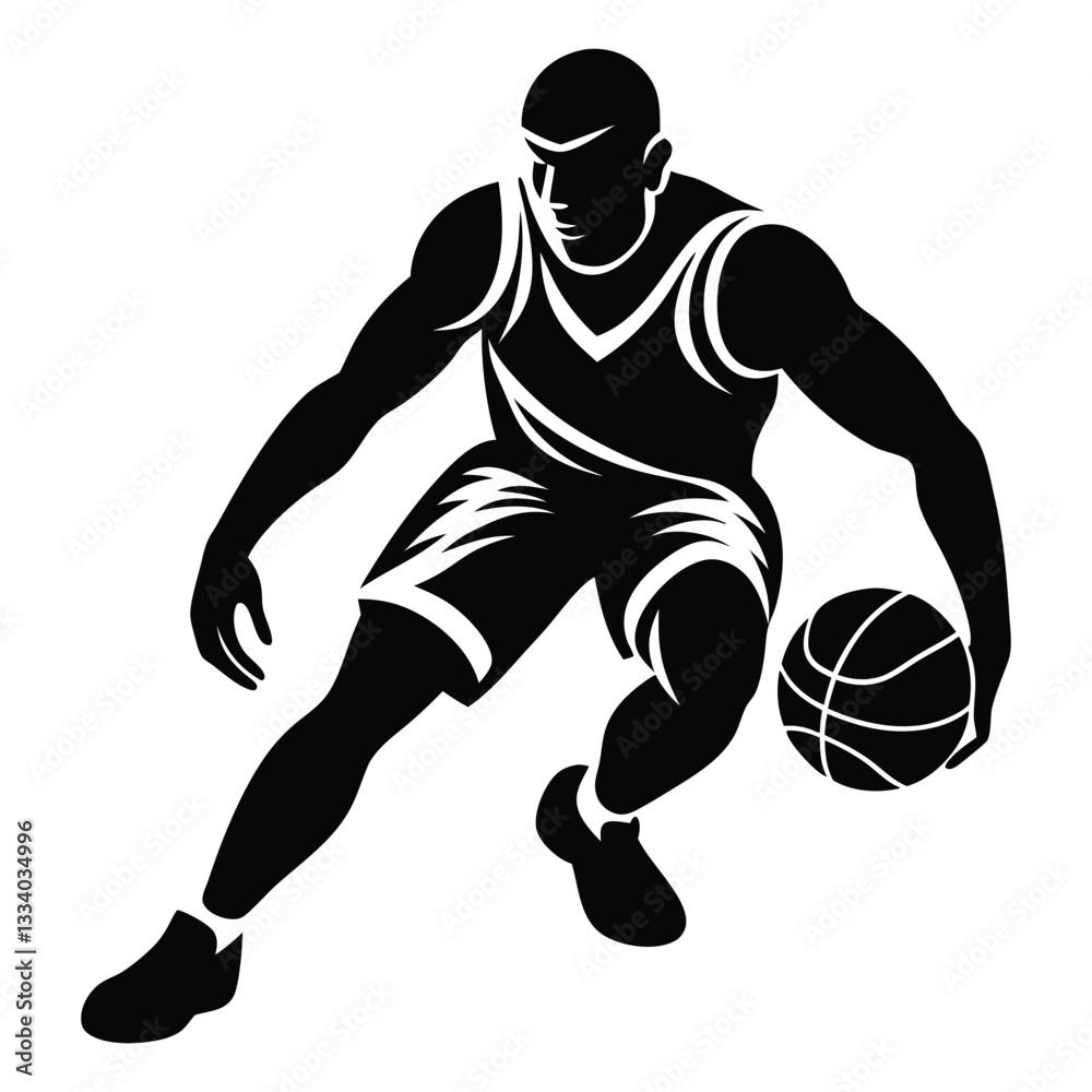 Naklejka premium Basketball player silhouette flat design for march madness, basketball player vector