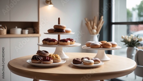 Elegant Donut Display – Gourmet Pastries on Tiered Stands