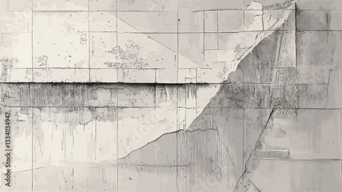 The image presents a grayscale abstract texture.  The dominant color is a light grey, with variations in tone and shading creating a sense of depth and dimension.  Geometric shapes and lines,