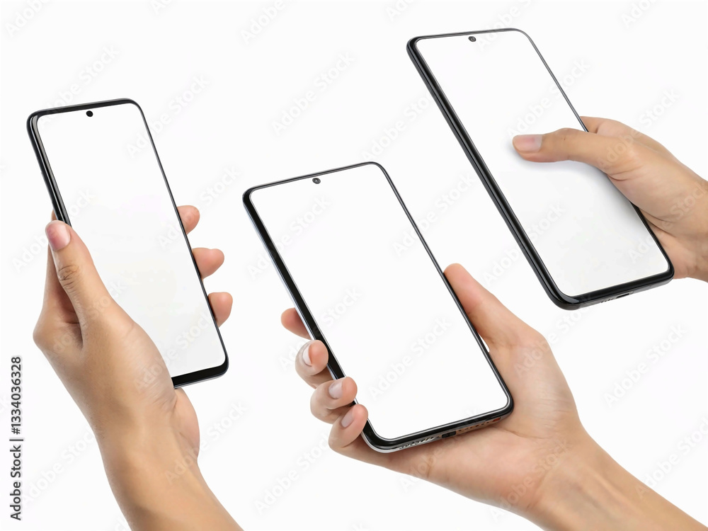set of Hand holding mobile phone mockup png with blank white screen isolated on white background. perspective smartphone hand mockup set of Hand holding mobile phone mockup png with blank white screen isolated on white background. perspective smartphone hand mockup