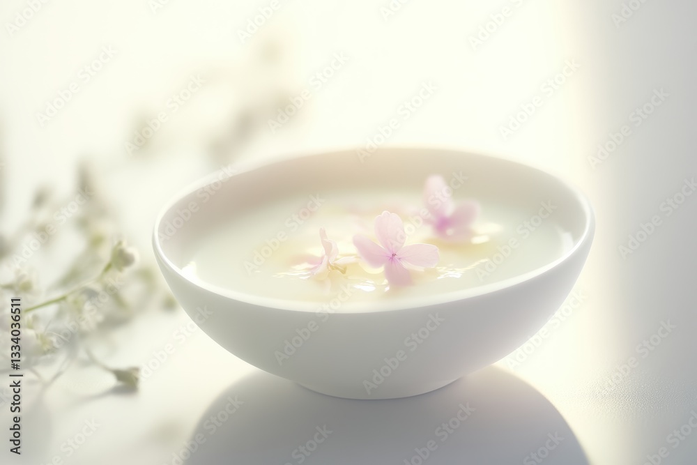 Fresh bowl of yogurt with glowing probiotic bloom rising softly Fresh bowl of yogurt with glowing probiotic bloom rising softly