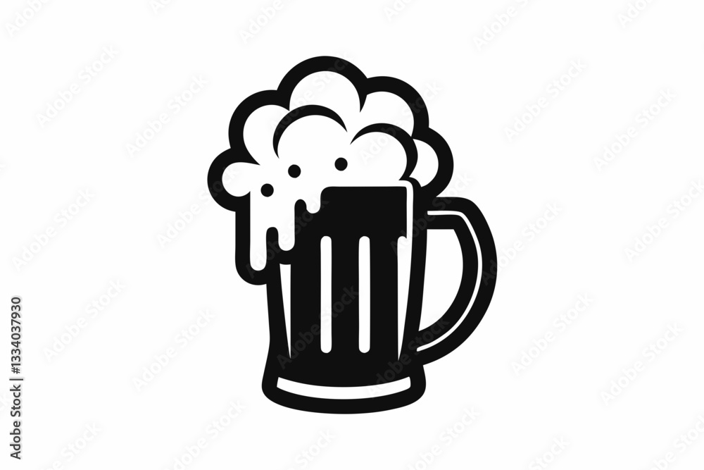 beer icon line art silhouette vector illustration beer icon line art silhouette vector illustration