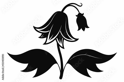 bellflower line art silhouette vector illustration