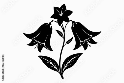 bellflower line art silhouette vector illustration