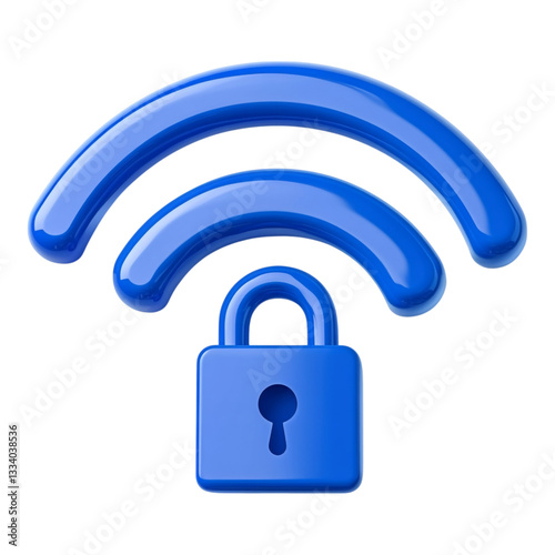 A Modern Wi-Fi Signal Icon Featuring a Centralized Blue Padlock Symbolizing Internet Security and Connectivity for Digital Safeguards