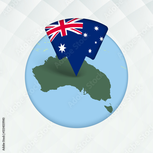 Australia Map Highlighted with Flag Marker.