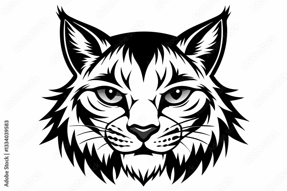 Fototapeta premium bobcat face line art silhouette vector illustration