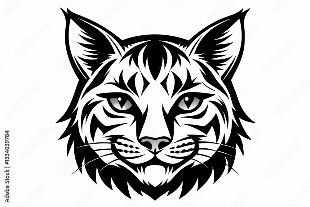 Fototapeta premium bobcat face line art silhouette vector illustration